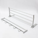 Alumimum Folded Silver Bath Towel Shelf Washcloth Rack Holder With 5 Hooks