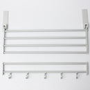 Alumimum Folded Silver Bath Towel Shelf Washcloth Rack Holder With 5 Hooks
