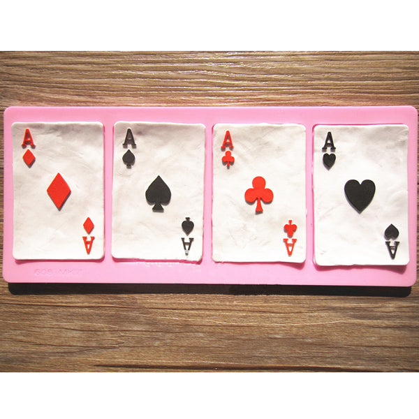 Poker Cards Silicone Fandant Mold Chocolate Polymer Clay Mould