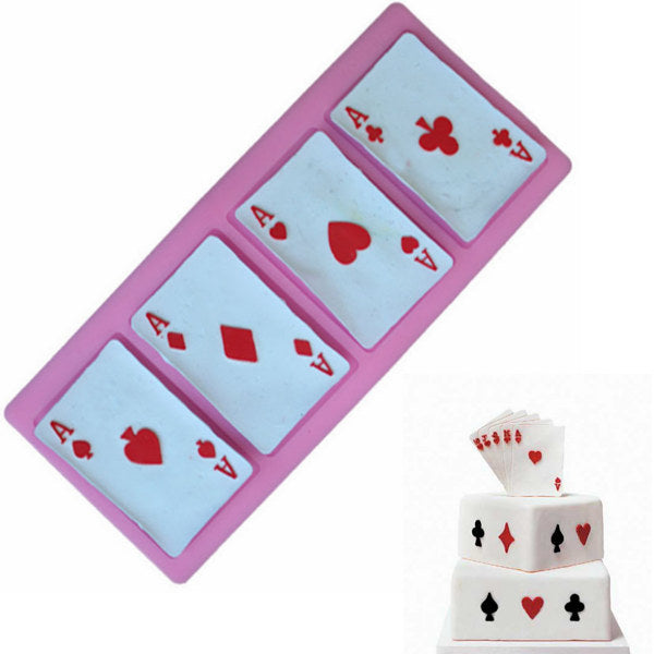 Poker Cards Silicone Fandant Mold Chocolate Polymer Clay Mould