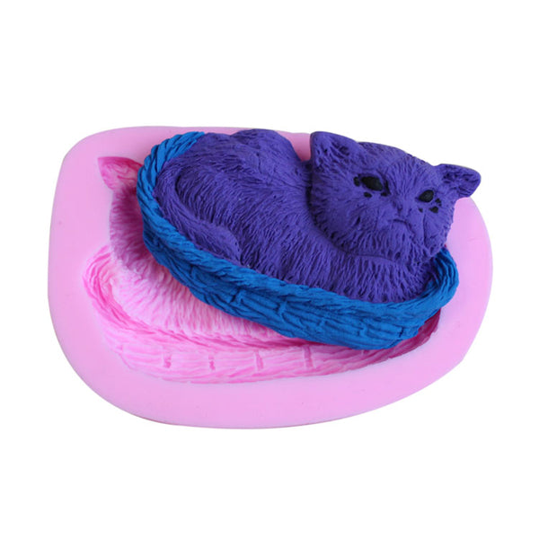 3D Cat Silicone Fondant Mold Chocolate Polymer Clay Mould