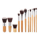 MAANGE 11 Pcs Bamboo Handle Makeup Eyeshadow Blush Concealer Brush Set