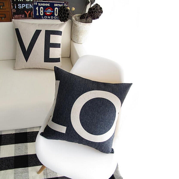 Linen Love Sofa Waist Throw Pillow Case Cushion Cover Home Decor
