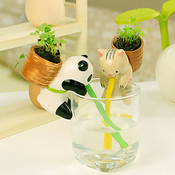 Mini Auto Water Absorption Animal Potted Plants Office Desktop Plant