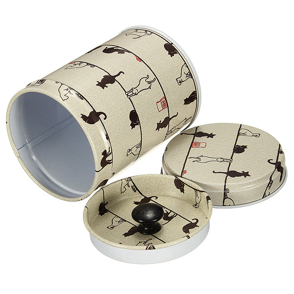 Double Cover Cylinder Tea Boxes Food Storage Caddy Tins Canister
