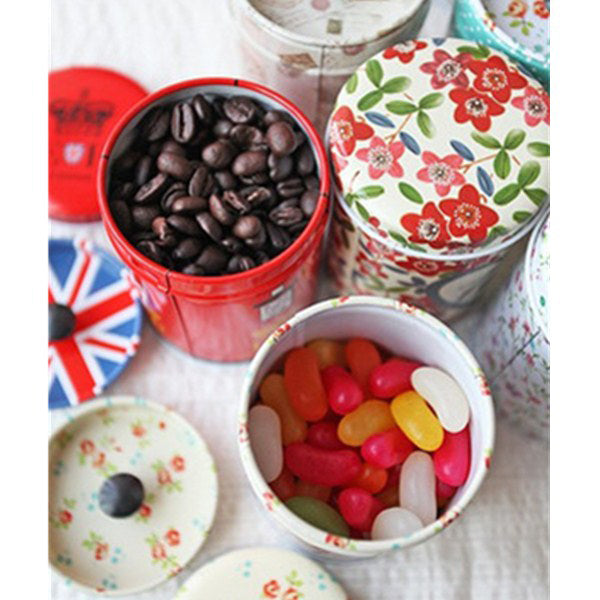 Double Cover Cylinder Tea Boxes Food Storage Caddy Tins Canister