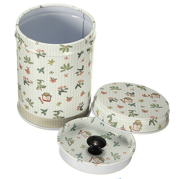 Double Cover Cylinder Tea Boxes Food Storage Caddy Tins Canister