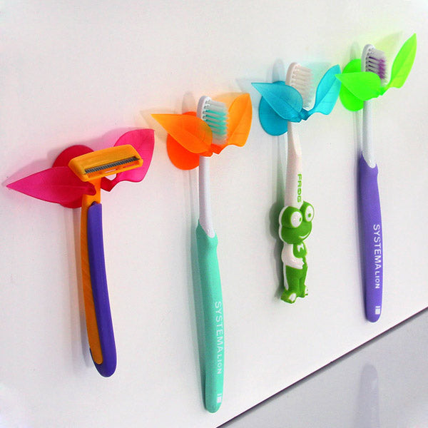 Multifunction Suction Leaf Shape Toothbrush Shaver Sundries Holder