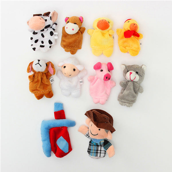 10 PCs Family Finger Puppets Cloth Doll Baby Educational Hand Toy