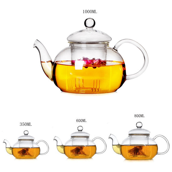 350ML-1000ML Heat Resistant Glass Teapot With Infuser Coffee Tea Leaf