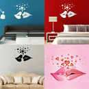 Love Kiss Lips Hearts Pattern Mirror Wall Art Stickers