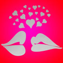 Love Kiss Lips Hearts Pattern Mirror Wall Art Stickers