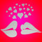 Love Kiss Lips Hearts Pattern Mirror Wall Art Stickers