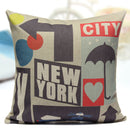 Cotton Linen New York City Pillow Case Sofa Bed Car Seat Pillowcase