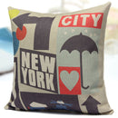 Cotton Linen New York City Pillow Case Sofa Bed Car Seat Pillowcase