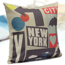 Cotton Linen New York City Pillow Case Sofa Bed Car Seat Pillowcase