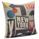 Cotton Linen New York City Pillow Case Sofa Bed Car Seat Pillowcase