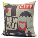 Cotton Linen New York City Pillow Case Sofa Bed Car Seat Pillowcase