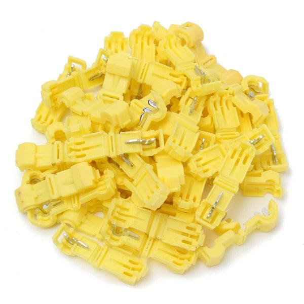 Excellway TC01 50pcs Yellow Quick Splice Wire Terminal Female Spade Connector Set