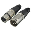 Male and Female 3-Pin XLR Microphone Audio Cable Plug Connectors