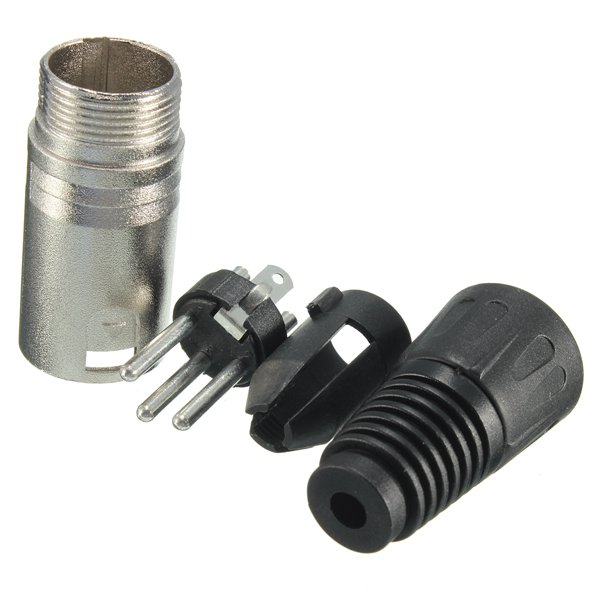 Male and Female 3-Pin XLR Microphone Audio Cable Plug Connectors