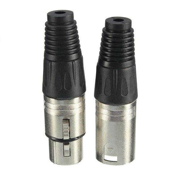 Male and Female 3-Pin XLR Microphone Audio Cable Plug Connectors