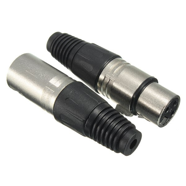 Male and Female 3-Pin XLR Microphone Audio Cable Plug Connectors