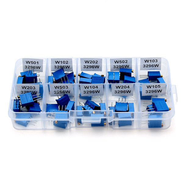 50Pcs 3296W Multiturn Trimmer Resistance Potentiometer Kit
