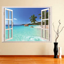 3D Hawaii Holiday Sea View Beach Window View Decal Wall Sticker