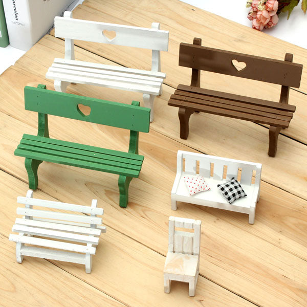 Mini Resin Bench Micro Landscape Decorations Garden DIY Decor