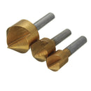 3pcs Countersink Deburring Bits Single Chamfering Drill 3/8 1/2  3/4 Inch