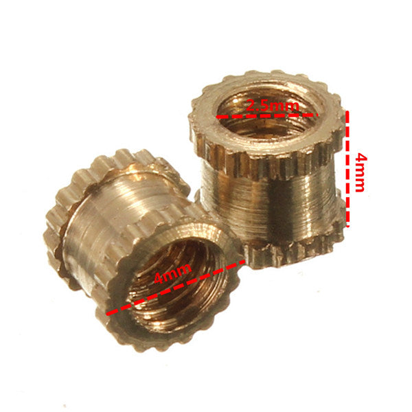 Suleve M3BN1 M3*4mm H62 Brass Knurl Nuts DIY Accessories 100pcs