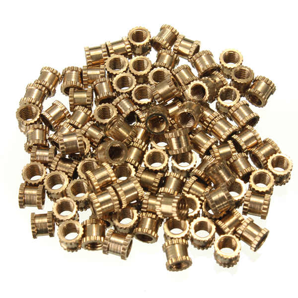 Suleve M3BN1 M3*4mm H62 Brass Knurl Nuts DIY Accessories 100pcs