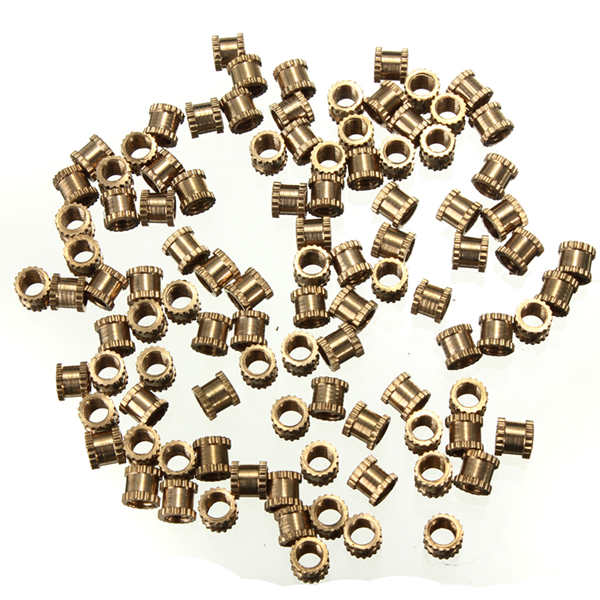 Suleve M3BN1 M3*4mm H62 Brass Knurl Nuts DIY Accessories 100pcs