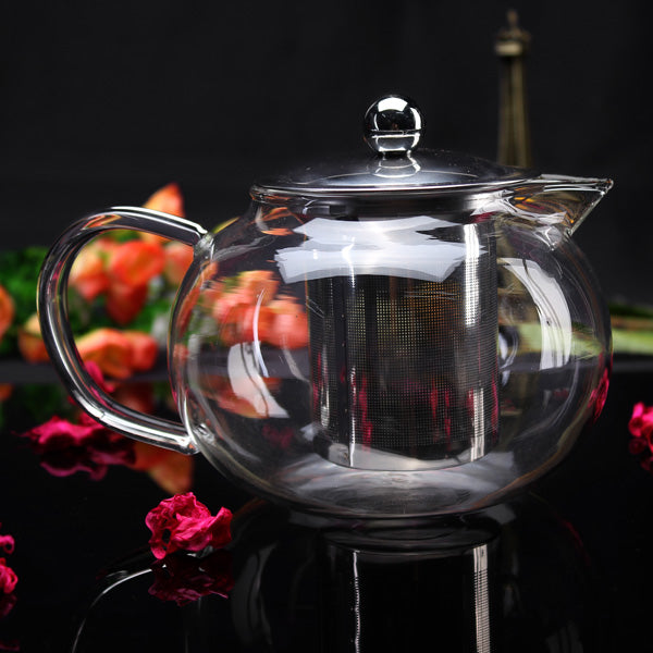 800ml High Borosilicate Glass Filtering Teapot Stainless Tea Filter
