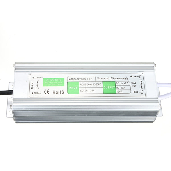 120W Waterproof IP67 LED Transformer Power Supply Driver AC110V-260V To DC12V