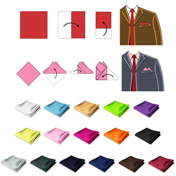 2pcs Satin Silk Men Suit Pocket Square Handkerchief Banquet Wedding Hanky