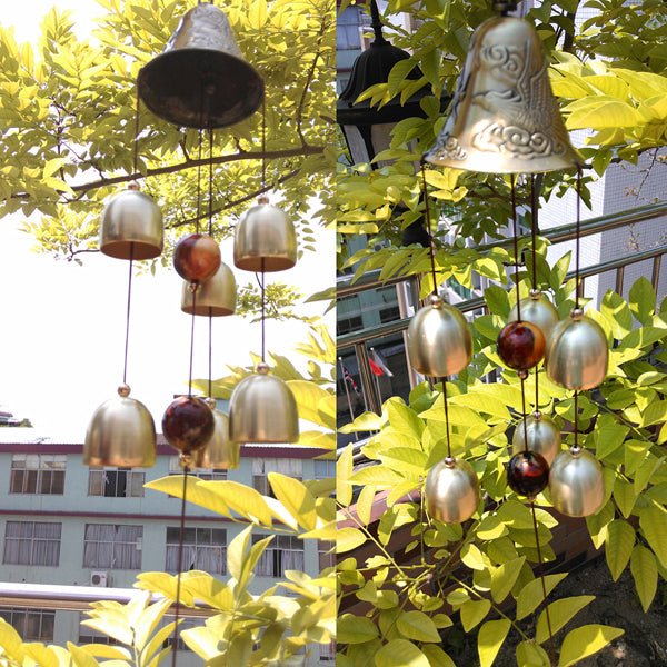 6 Bells Copper Clock Yard Garden Outdoor Living Amazing Wind Chimes
