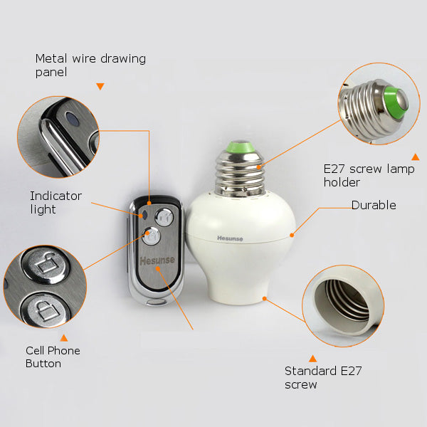 Hesunse E27 One Way Remote Control Lamp Bulb Holder 220V