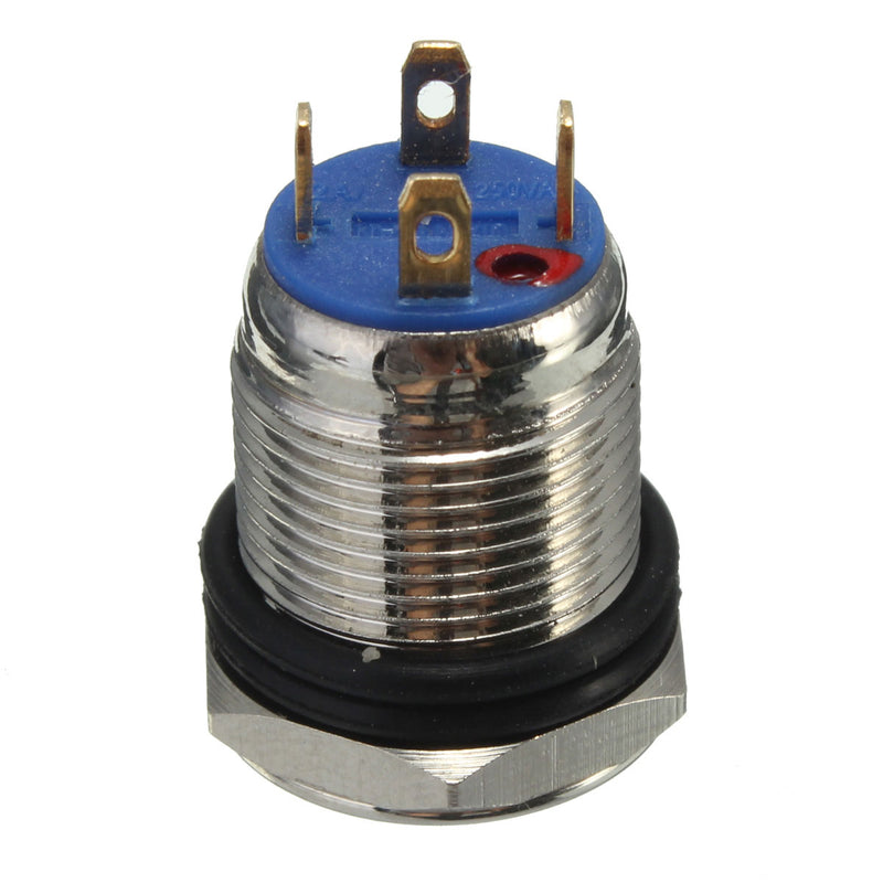 12mm 2A/36VAC Metal  Push Button Switch WaterProof Flat LED Lighted Switch