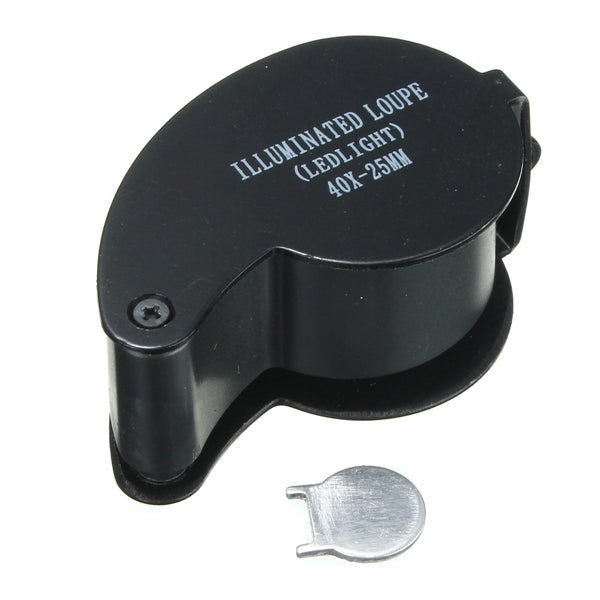 Eye Watch Magnifier Glass LED Light Jewelry Lens Loupe 40 X 25MM