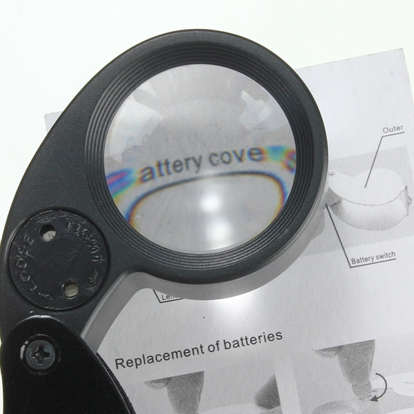 Eye Watch Magnifier Glass LED Light Jewelry Lens Loupe 40 X 25MM