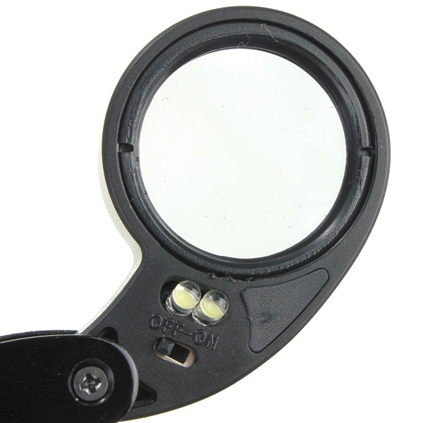 Eye Watch Magnifier Glass LED Light Jewelry Lens Loupe 40 X 25MM