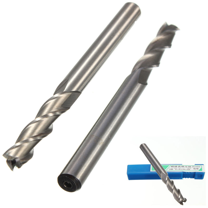 6mm x 6mm 3 Flute HSS  Aluminium End Mill Cutter Extended CNC Bit Milling Cutter