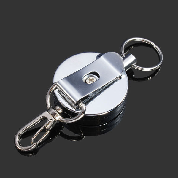 Suleve KR01 4cm Full Metal Tool Belt Retractable Key Ring Pull Chain Clip With Hook