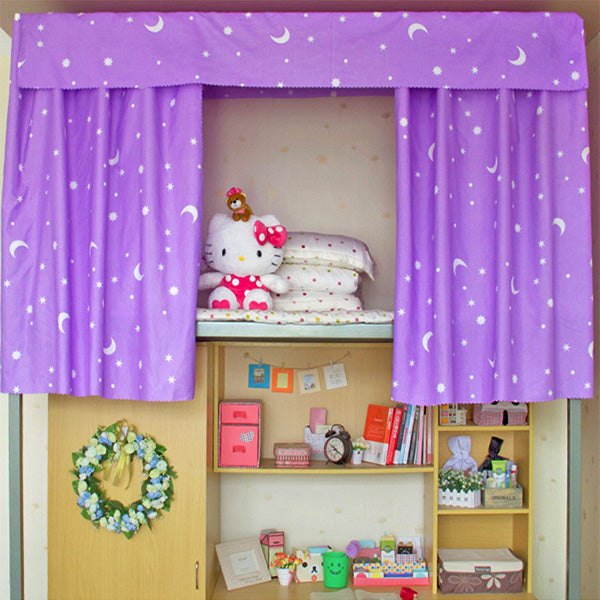Dormitory Bunk Bed Curtain Silver Plating Star Moon Shade Cloth