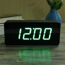 Acrylic Mirror Wooden Digital LED Alarm Clock Time Calendar Thermometer