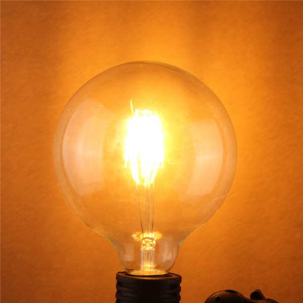 G125 8W E27 Edison Filament Warm White Globe COB LED Light Bulb 220-240V