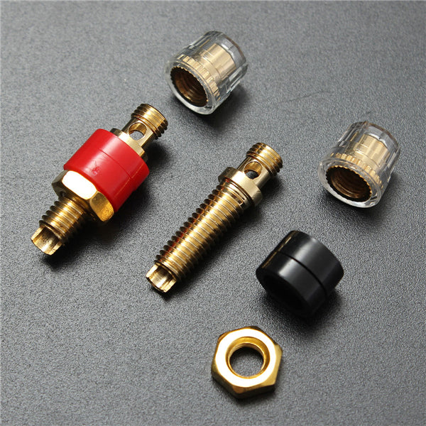 2pcs Copper Terminal Black Red for 4mm Banana Plug Connector Jack Speaker Cable Amplifier