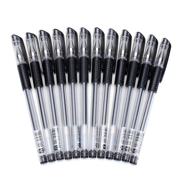 12Pcs/Box Deli 6600ES Office Supplies Standard Bullet 0.5mm Black Gel Pen